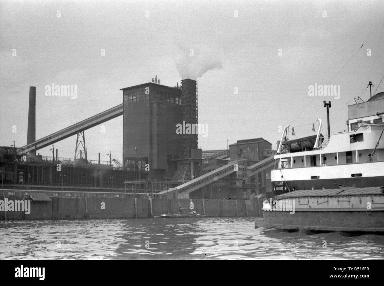 Hamburg, Germany, gasworks in Hamburg harbor Stock Photo