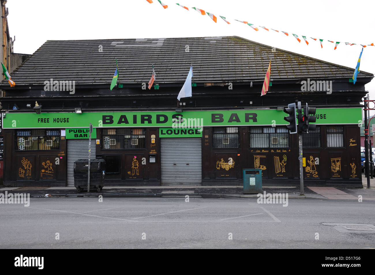Bairds Bar in Glasgow's Calton area. Stock Photo