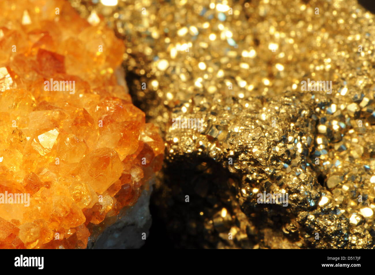 Yellow Quartz and Fool's Gold Stock Photo Alamy