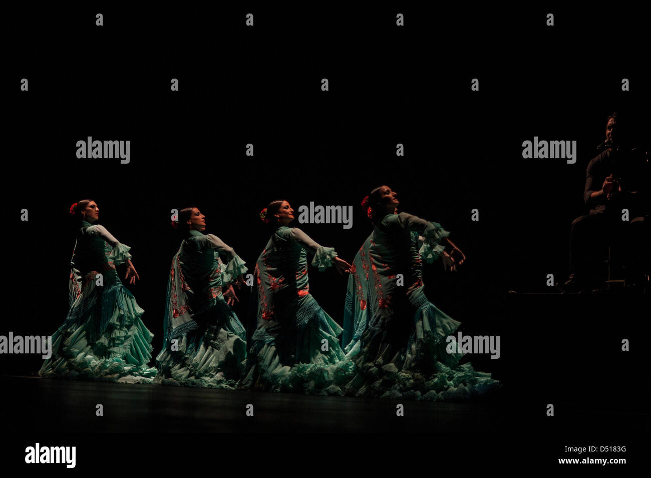 London, UK. 21st March 2013. Alegrias danced as part of Metaforo, Ballet Flamenco de Andalucia, Sadler's Wells Flamenco Festival. London 2013. Credit: CaroleEdrich/Alamy Live News Stock Photo