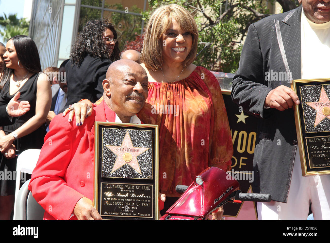 March 20, 2013 - Hollywood, California, U.S. - I15595CHW .The Funk Brothers Honored With Star On The Hollywood Walk Of Fame .7065 Hollywood Blvd, Hollywood, CA .03/21/2013 .EDDIE WILLIS, CLAUDETTE ROBINSON AND JACK ASHFORD  . 2013(Credit Image: © Clinton Wallace/Globe Photos/ZUMAPRESS.com) Stock Photo