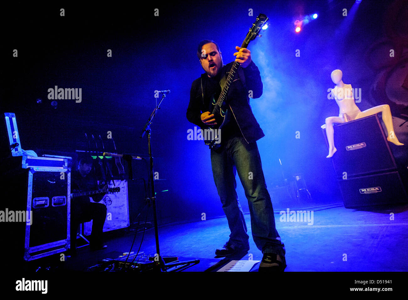 March 21, 2013 - Toronto, Ontario, Canada - American rock band 'Coheed and Cambria' performs on stage at Sound Academy in Toronto. In picture - guitarist TRAVIS STEVER (Credit Image: © Igor Vidyashev/ZUMAPRESS.com) Stock Photo
