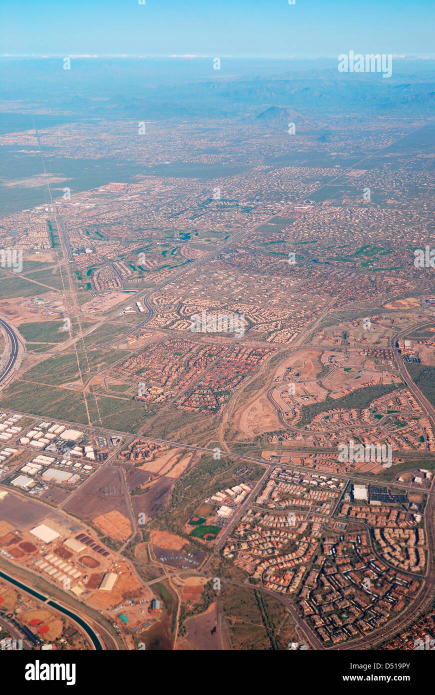 Aerial View of Phoenix City, Arizona. Stock Photo