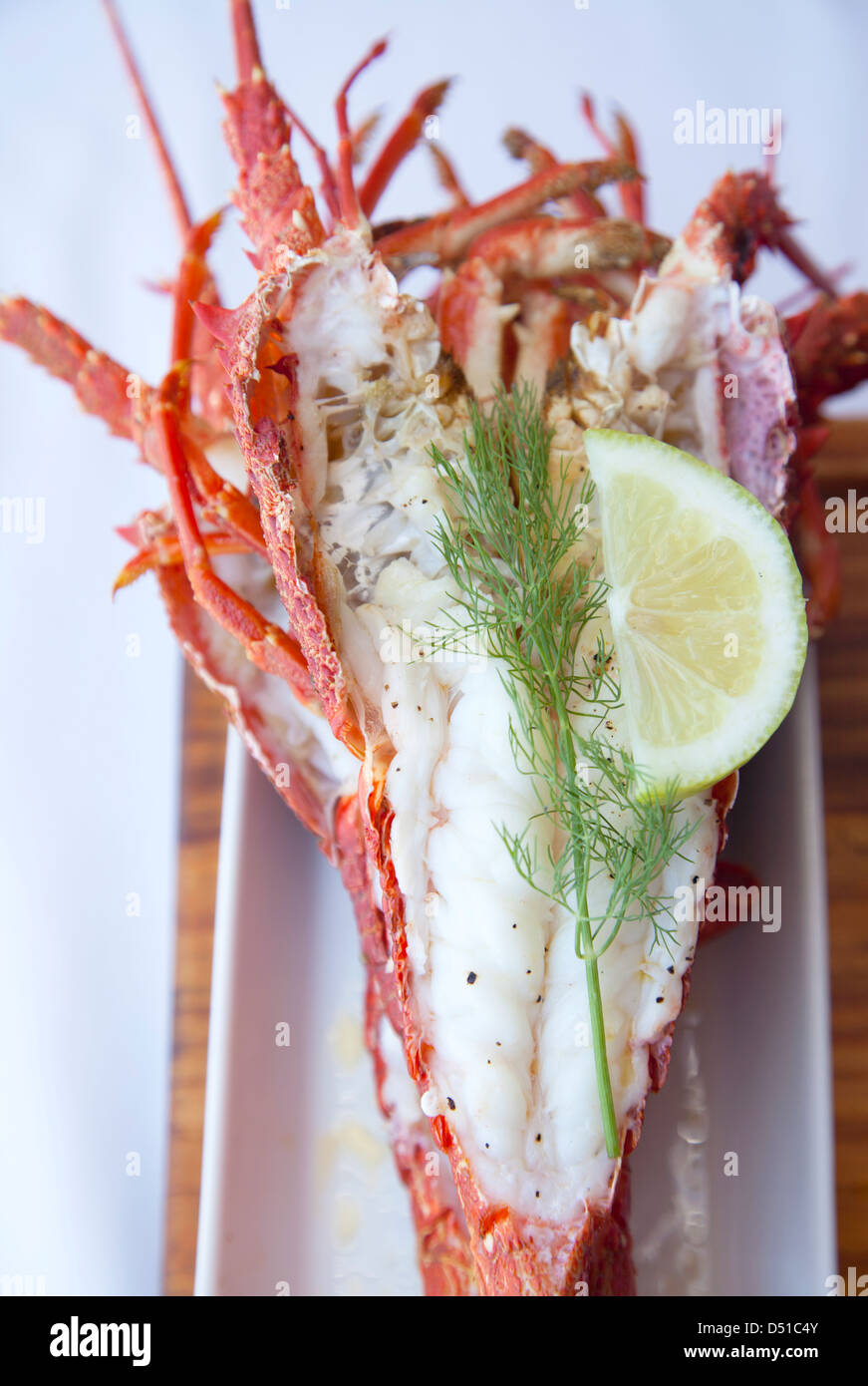 Cape Cuisine Seafood Platter Lobster tails South Africa Stock Photo