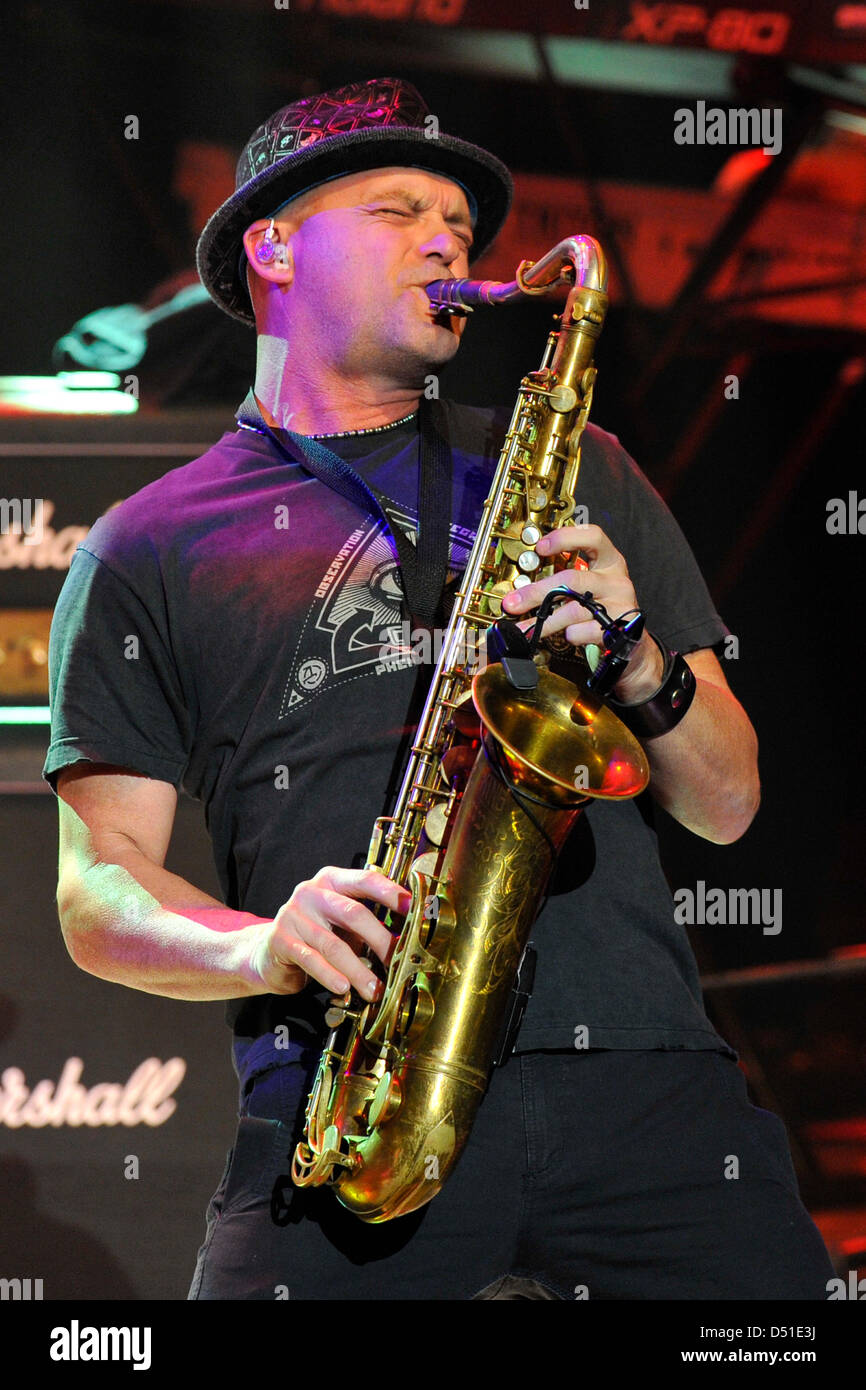 Todd Cooper on sax, pictured during a concert of the Alan Parsons Live Project in Eindhoven, The Netherlands, 01 December 2010.  Foto: Revierfoto Stock Photo