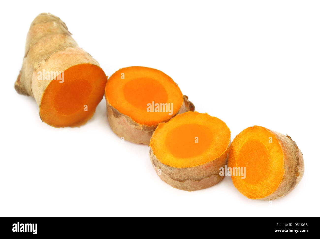 Raw Turmeric over white background Stock Photo - Alamy