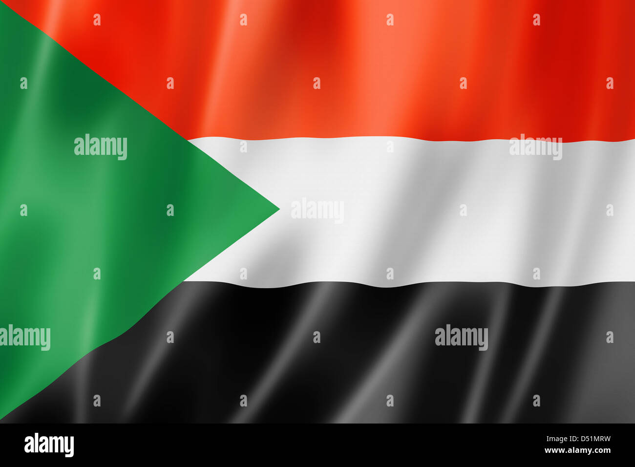 Sudan flag, three dimensional render, satin texture Stock Photo