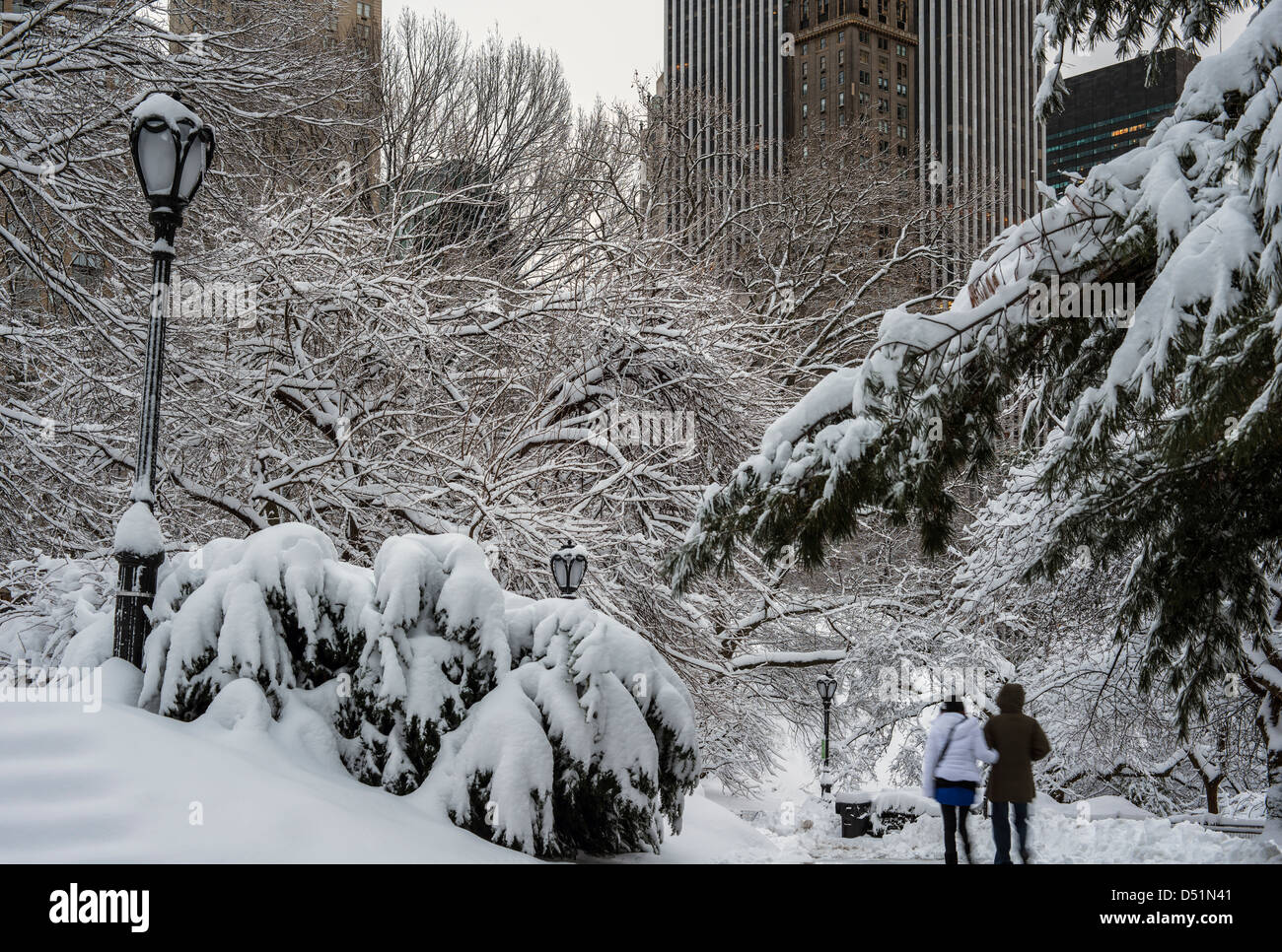Central Park, New York City after blizzard with a lot of snow Stock ...