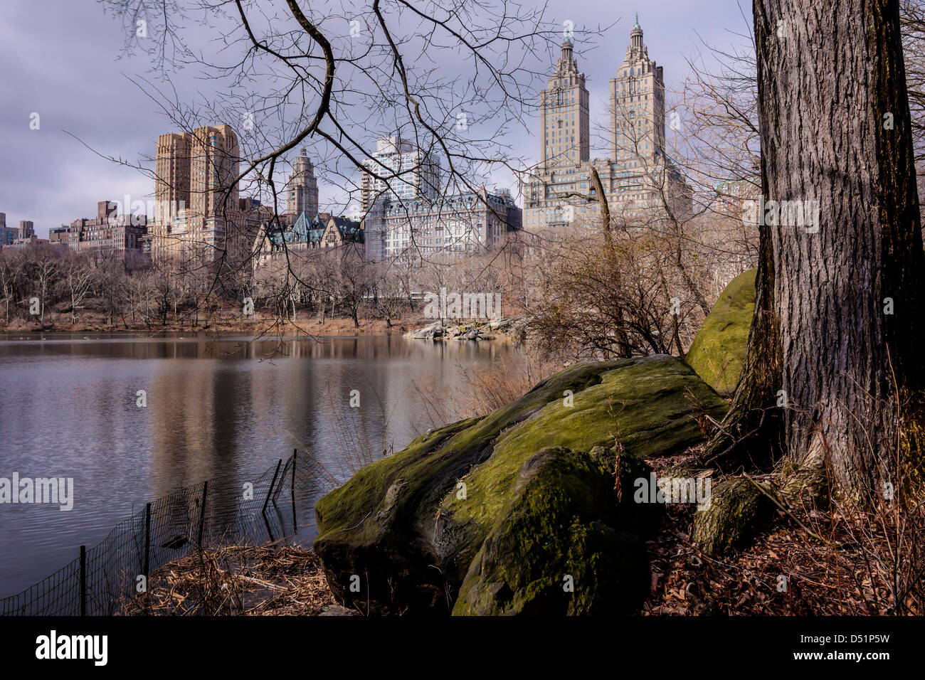 Central Park, New York City in winter at lake Stock Photo Alamy