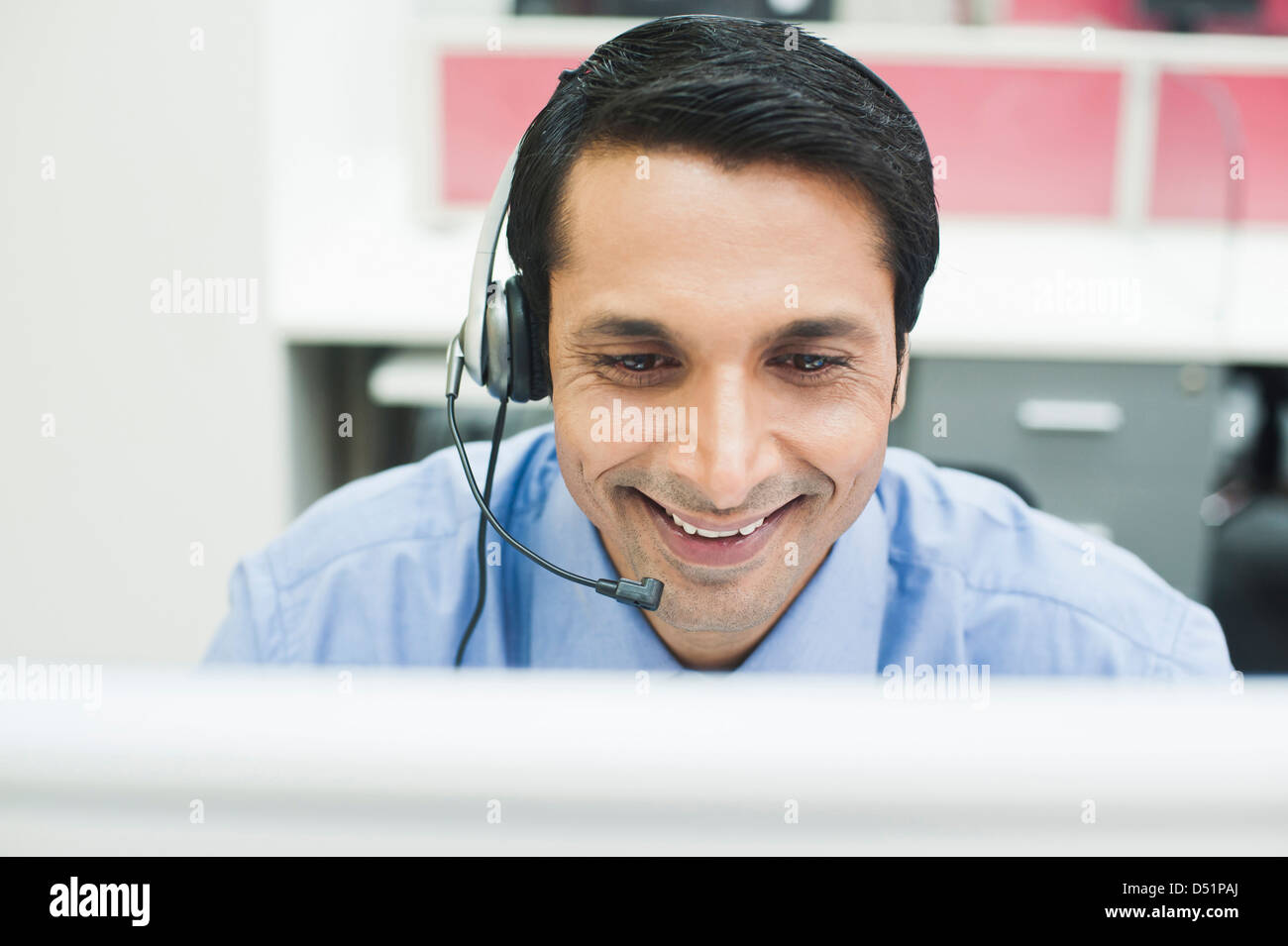 Customer Service Representative Wearing A Headset Stock Photo Alamy