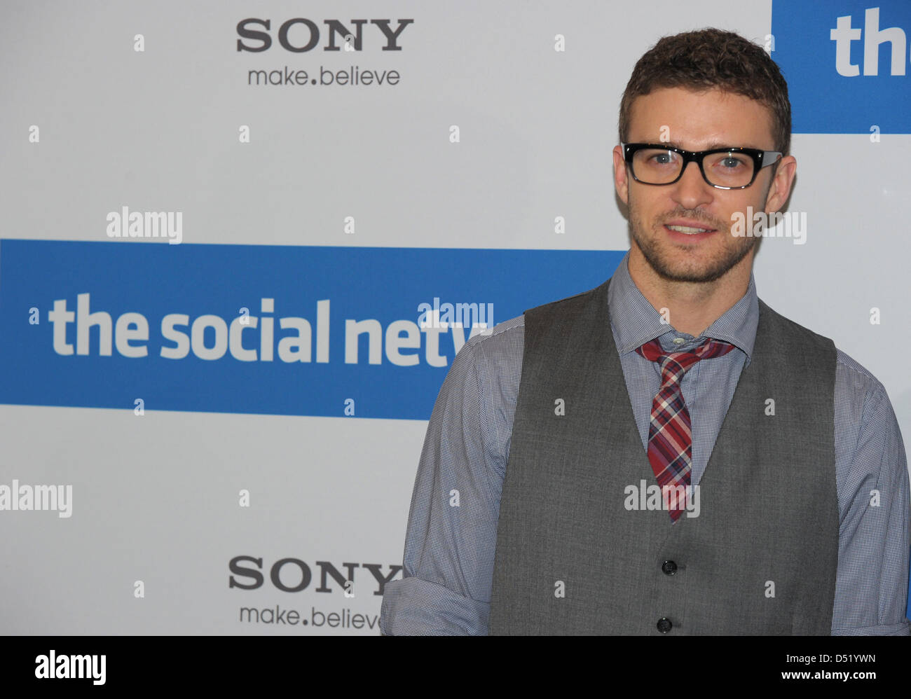 US singer and actor Justin Timberlake poses during a photo call on the film 'The Social Network' in Berlin, Germany, 05 October 2010. The film is in Germany cinemas from 07 October. Photo: SOEREN STACHE Stock Photo