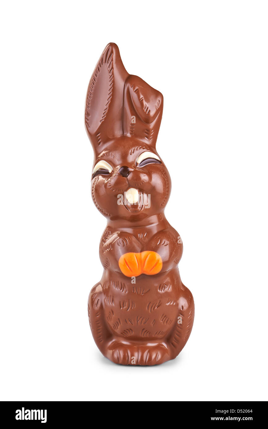Easter chocolate bunny on white background Stock Photo