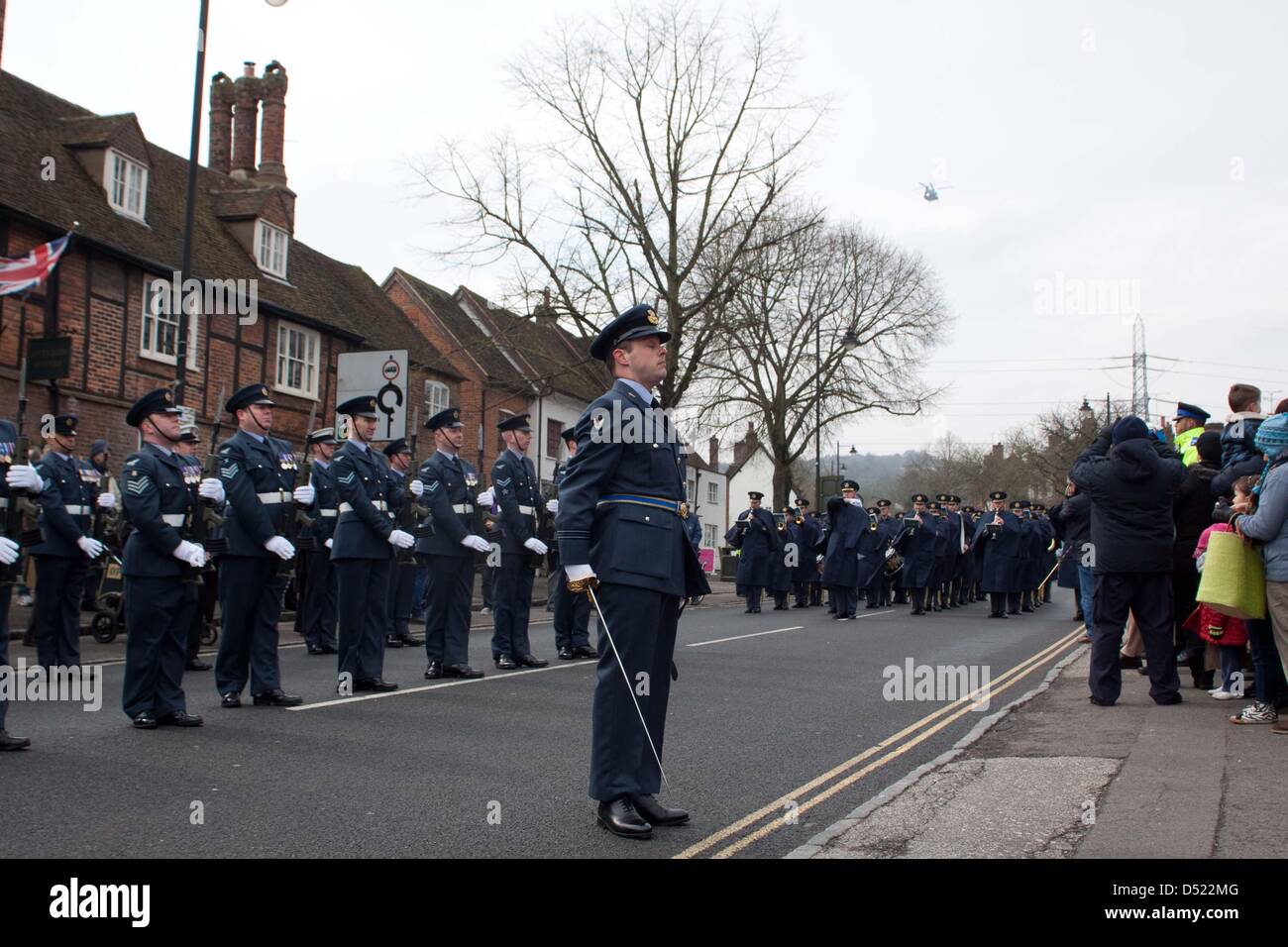 Wendover, UK. 22nd March 2013. RAF Halton Freedom of the Vale Parade. The parade will celebrates the granting of the Freedom of Entry to Aylesbury Vale District Council. A ‘Freedom of Entry’ is the highest tribute that can be paid to any military organisation or service. Credit:  Andrew Spiers / Alamy Live News Stock Photo