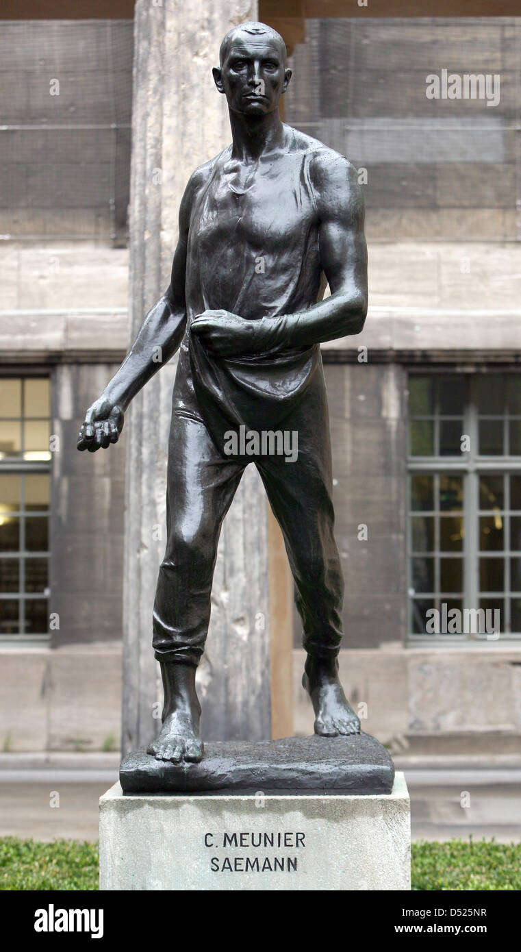The bronze sculpture 'Saemann' (1896) by Belgian artist Constantin Meunier is on display at Kolonnadenhof in Berlin, Germany, 19 October 2010. European Modernism's most oustanding sculpture was re-purchased at a Christie's auction for the return to the National Gallery of Berlin State Museums aided by Germany's official cultural fondation and Hermann Reemtsma Foundation. Photo: STE Stock Photo