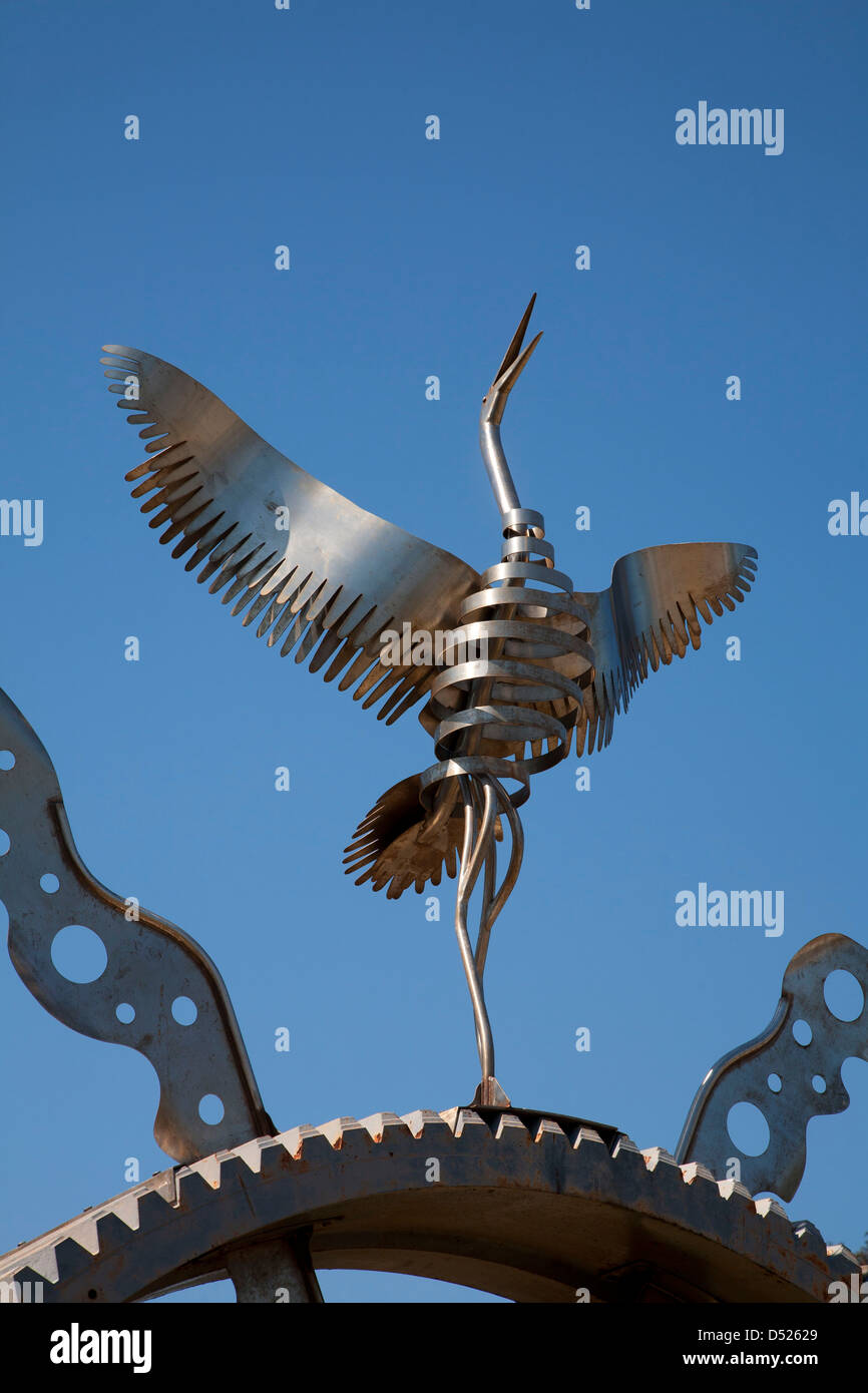 Sculpture of a giant safety pin by sculptor George Wyllie on the site of  the old Glasgow Royal (Rottenrow) Maternity Hospital Stock Photo - Alamy