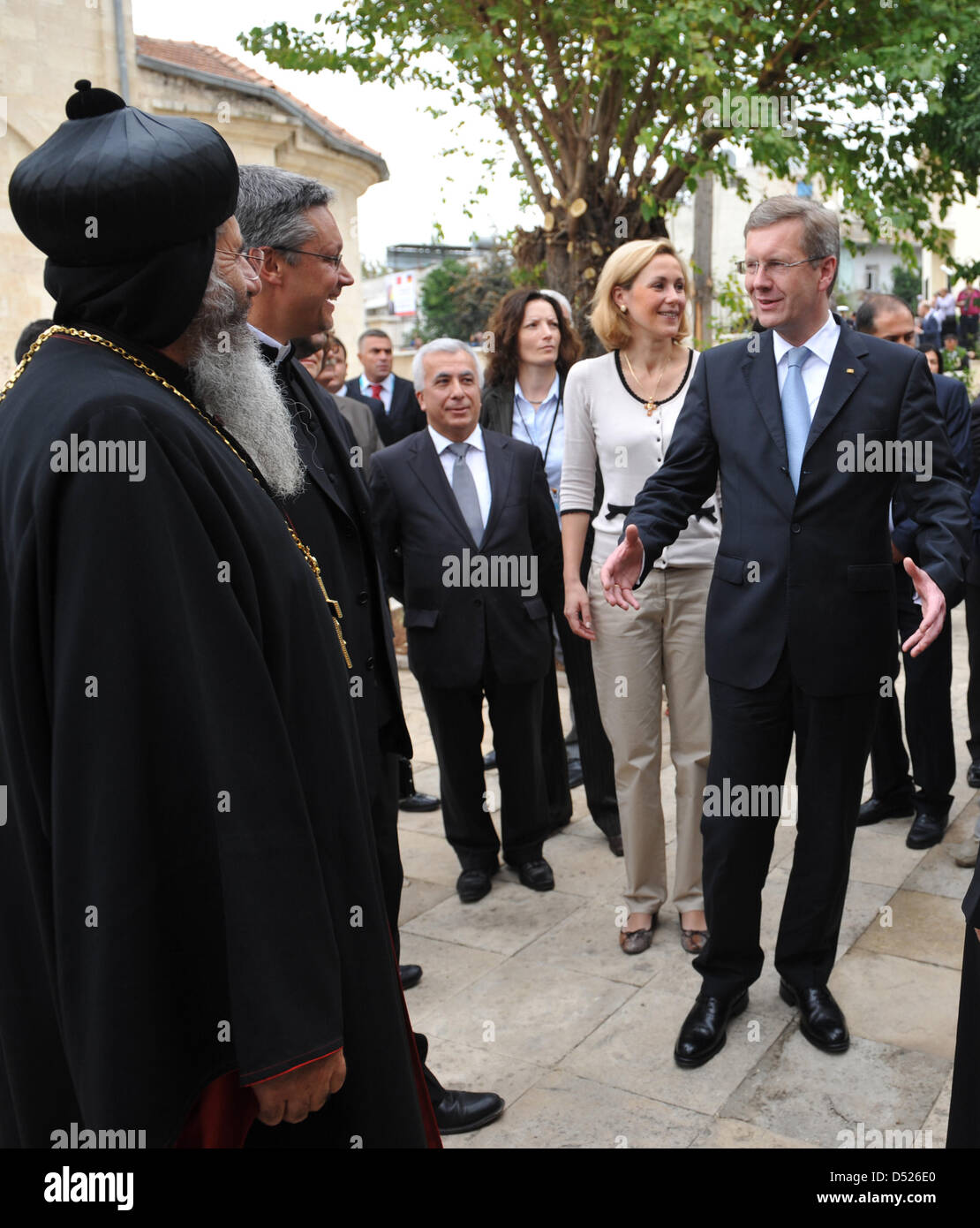 German President Christian Wulff And His Wife Bettina Talk To Bishops