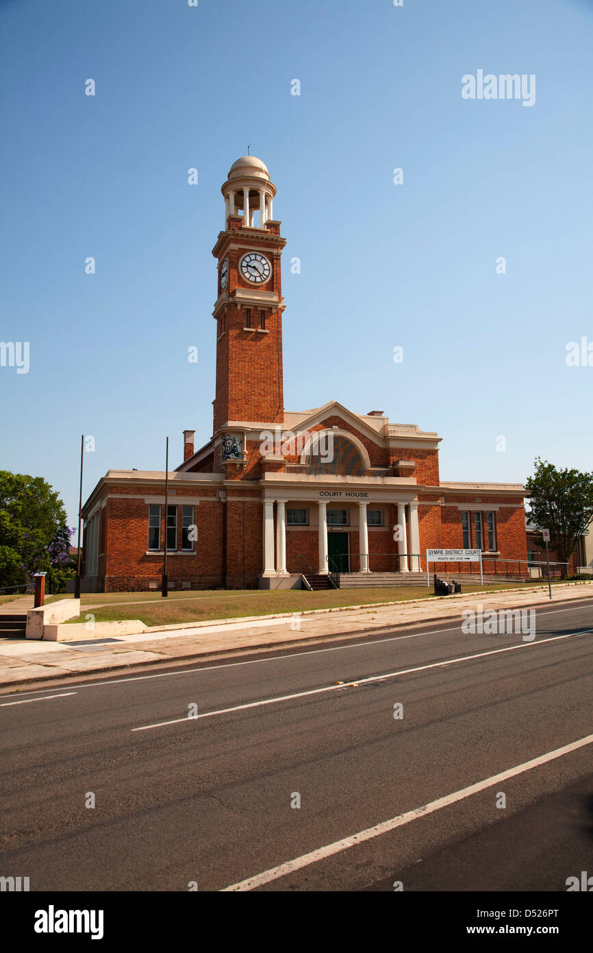 Gympie Courthouse & Clocktower on Channon Street Gympie Queensland Australia Stock Photo