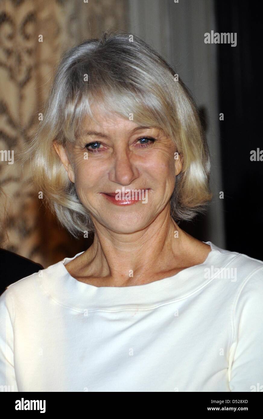 British actress Helen Mirren smiles during a photo call on the film 'The Door' in Cologne, Germany, 26 October 2010. The German-Hungarian co-production on the life of two women and their desire for mutual understanding is currently in production. Photo: Horst Galuschka Stock Photo