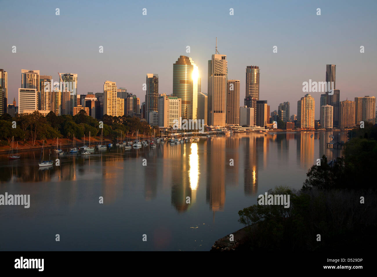 Early morning over city of Brisbane Queensland Australia Stock Photo
