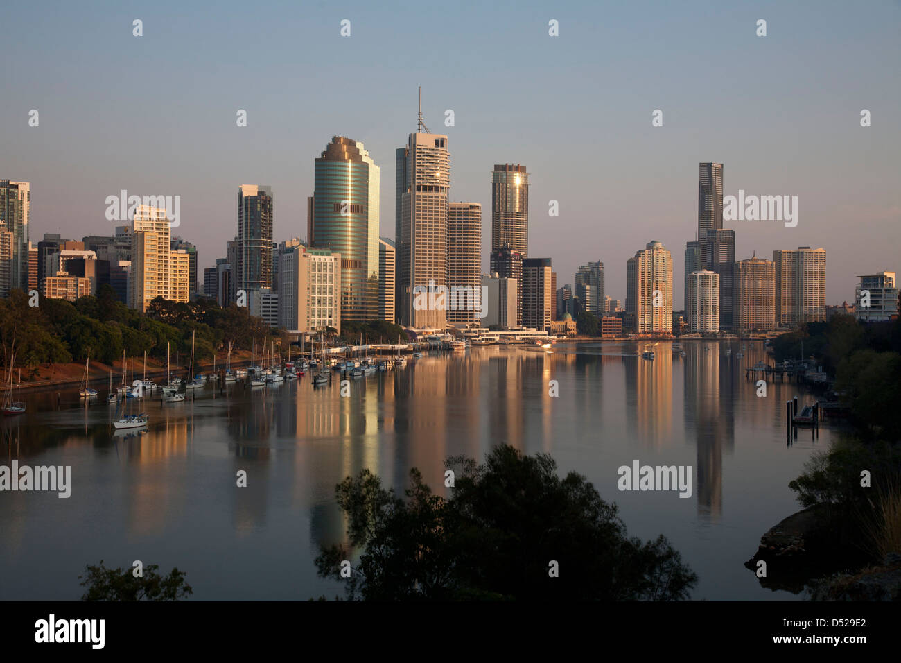Early morning over city of Brisbane Queensland Australia Stock Photo