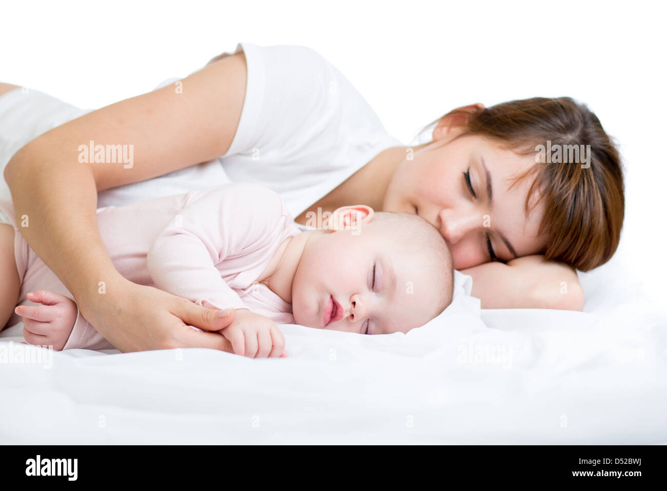 Young mother and her baby sleeping together Stock Photo - Alamy