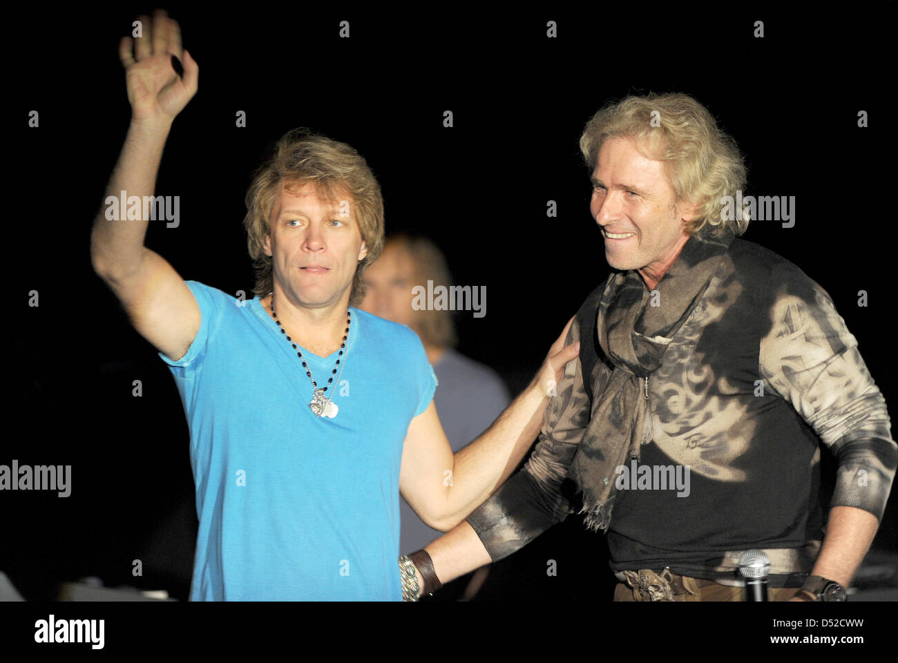 US rock band Bon Jovi with lead singer Jon Bon Jovi perform in Cologne, Germany, 04 November 2010. Photo: JOERG CARSTENSEN Stock Photo