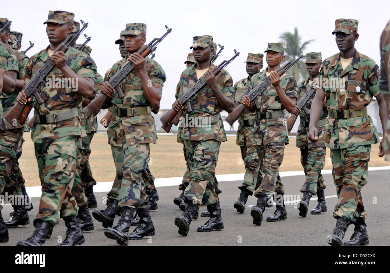 Members of the Armed Forces of Liberia put on a skill demonstration