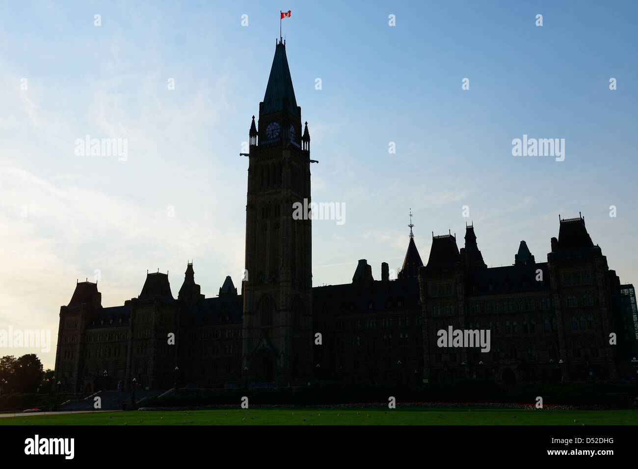 Parliament Hill Building silhouette in Ottawa, Canada Stock Photo