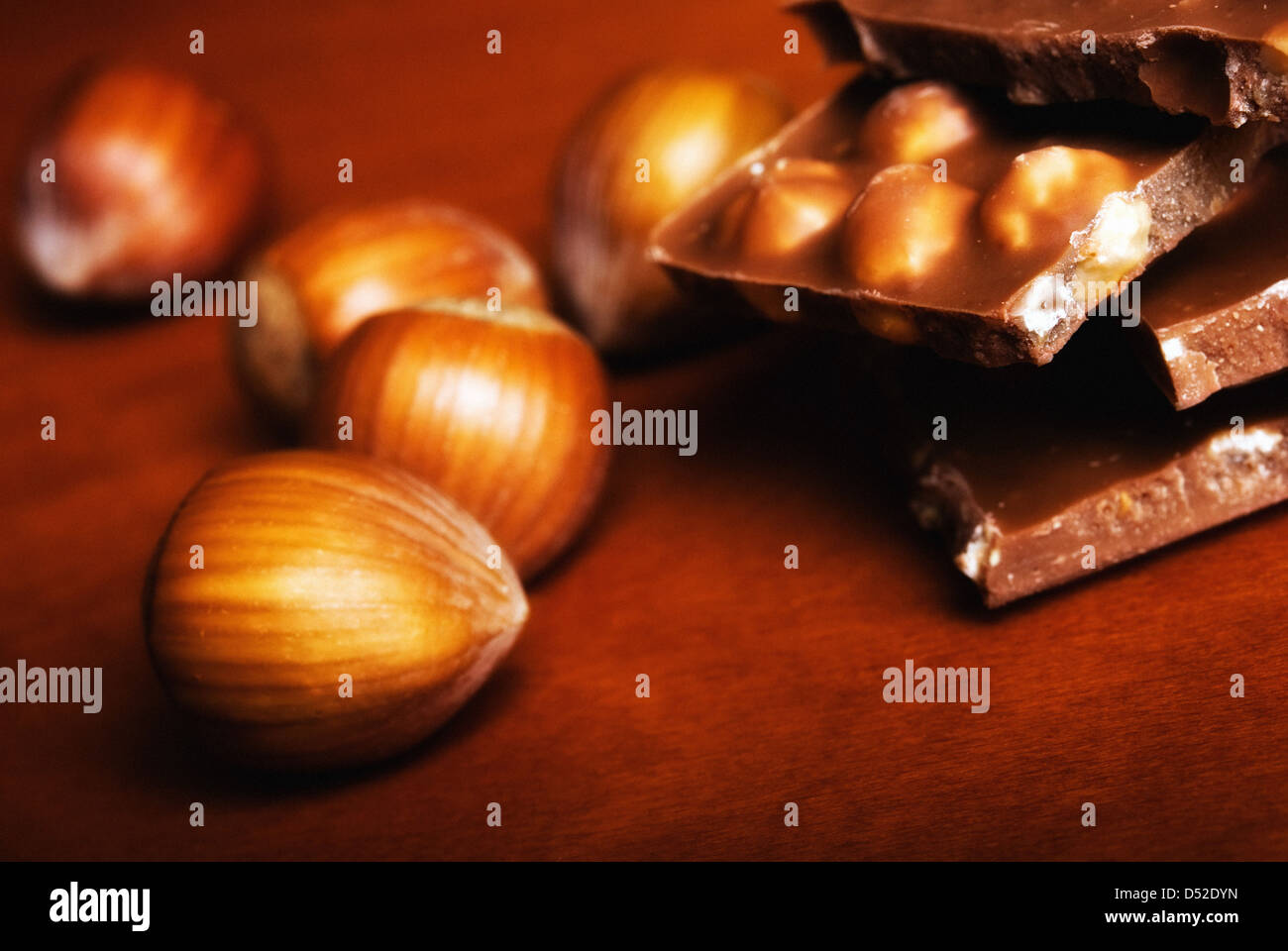 chocolate with hazelnuts Stock Photo