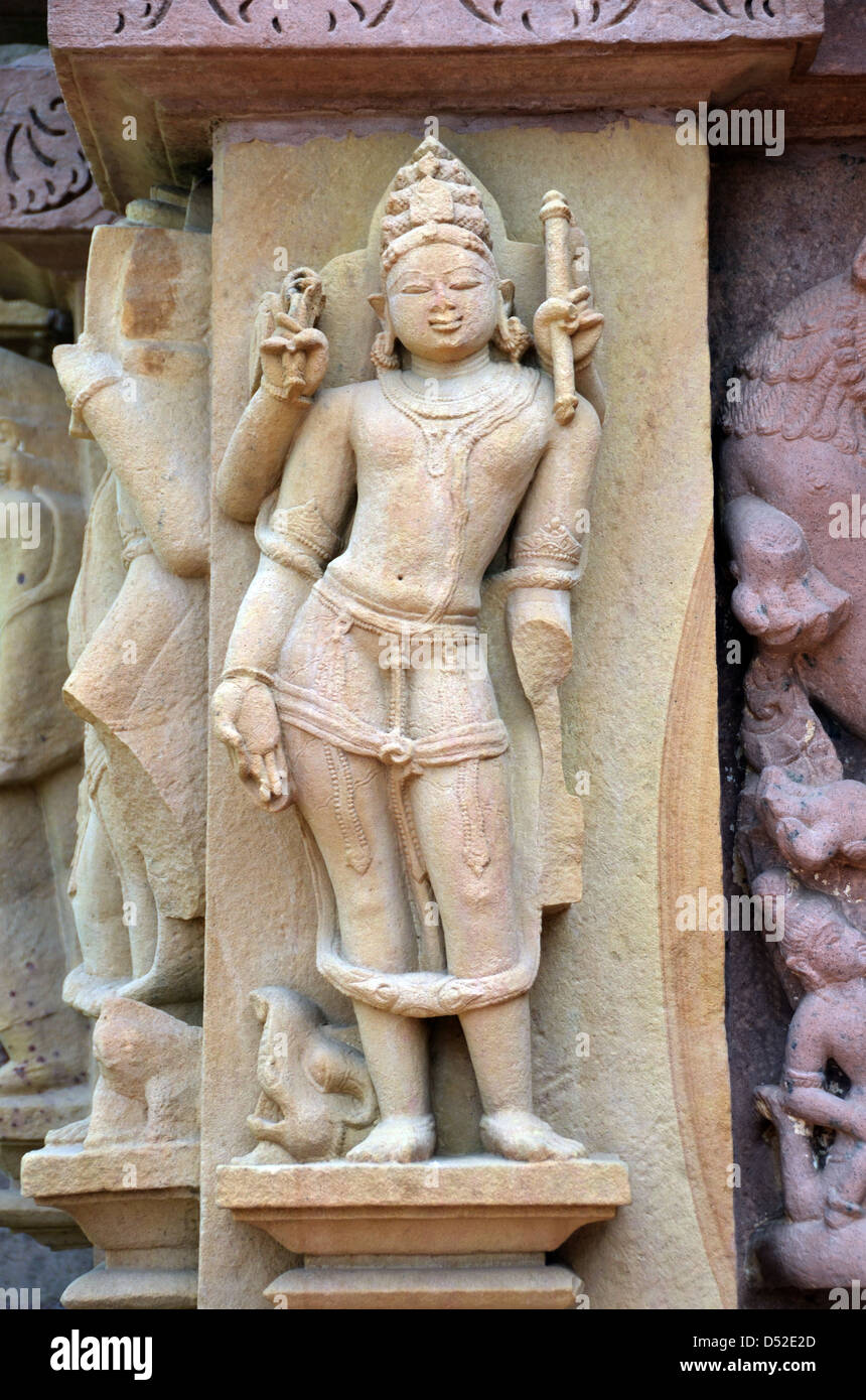 Carvings on Temple walls at Khajuraho AD 930-950 Stock Photo