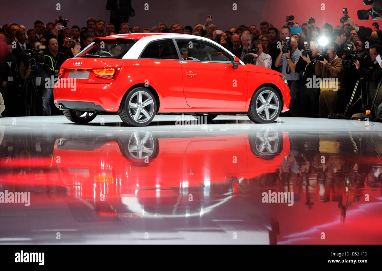 The new Audi A1 is presented prior to the first press day at the Geneva  Motor Show in Geneva, Switzerland, 01 March 2010. The 80th international  motor show in Geneva wants to