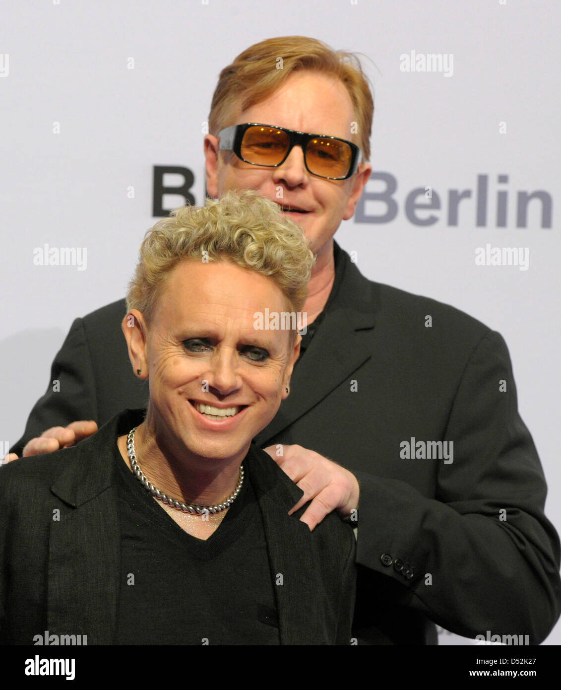 Martin Gore (L) and Andrew Fletcher (R) of British electro band Depeche Mode  arrive for the