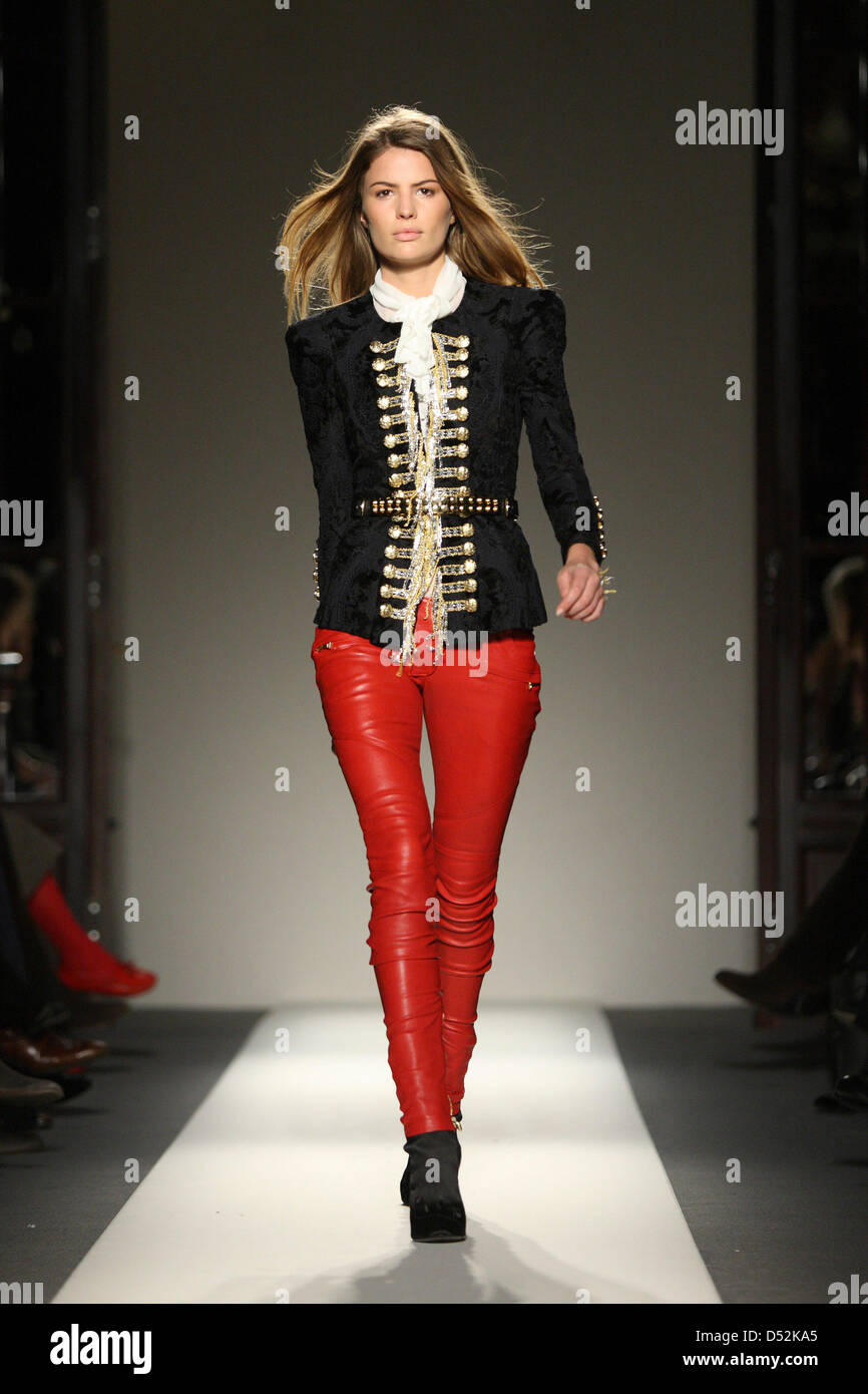 A model wears a creation as part of Balmain Women's fashion fall winter  2010-2011 collection presented during the Paris Pret-a-porter Women's  Fashion Week, in Paris, France, 4 March 2010. The Pret-a-porter Women's