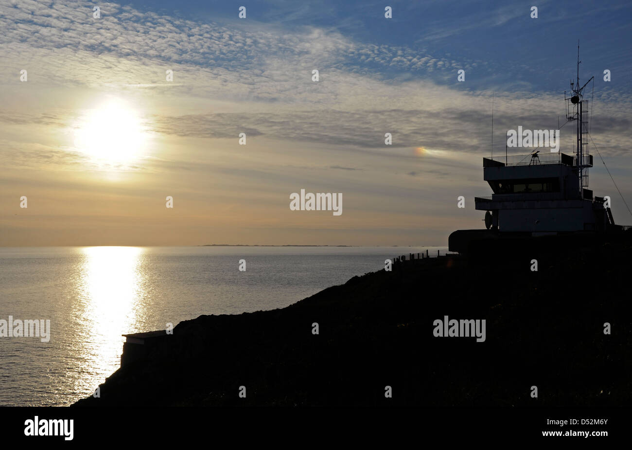 Grandville,semaphore and radar,Pointe du Roc,Manche,Basse-Normandie,Cotentin,France Stock Photo