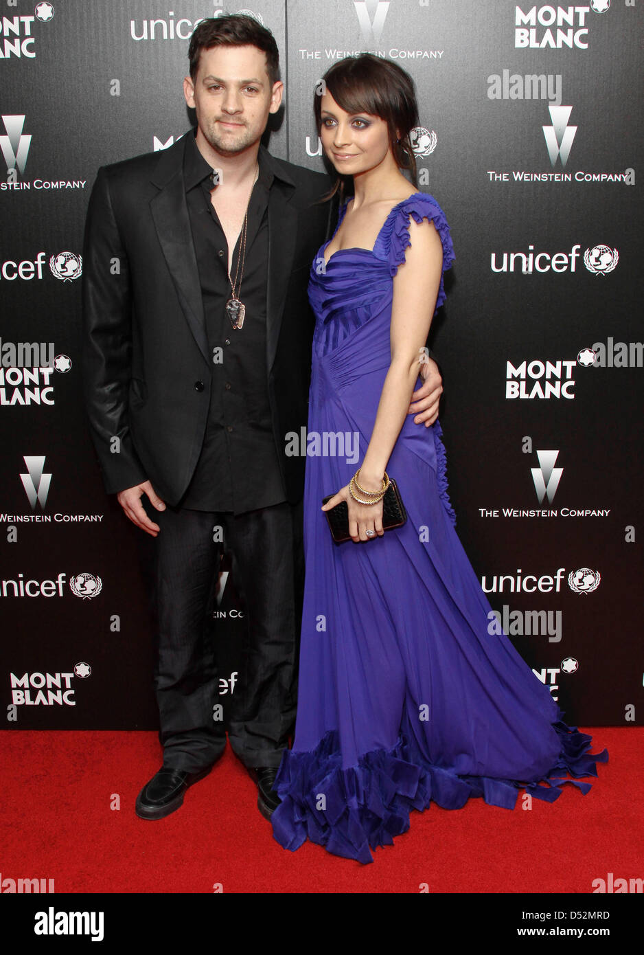 Musician Joel Madden and Nicole Richie arrive at the Montblanc Charity Cocktail hosted by The Weinstein Company to benefit UNICEF held at Soho House in Los Angeles, USA, 06 March 2010. Photo: Hubert Boesl Stock Photo