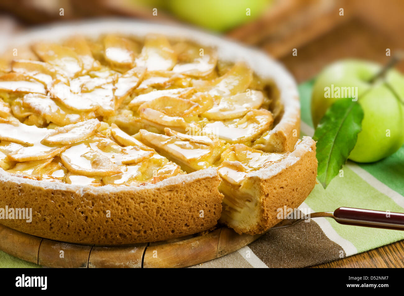 apple pie on table closeup Stock Photo