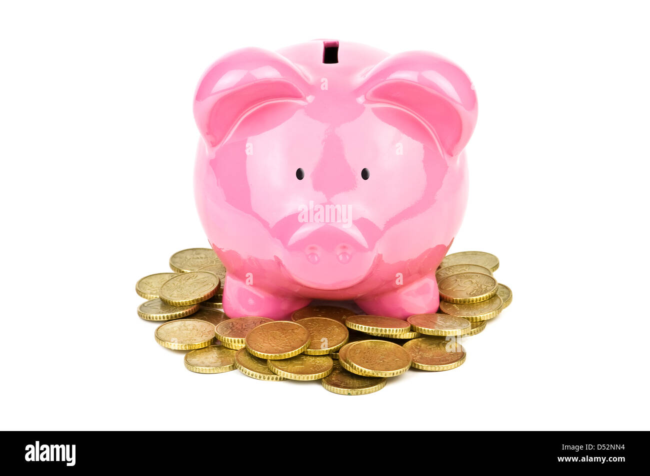 pink pig money box isolated Stock Photo