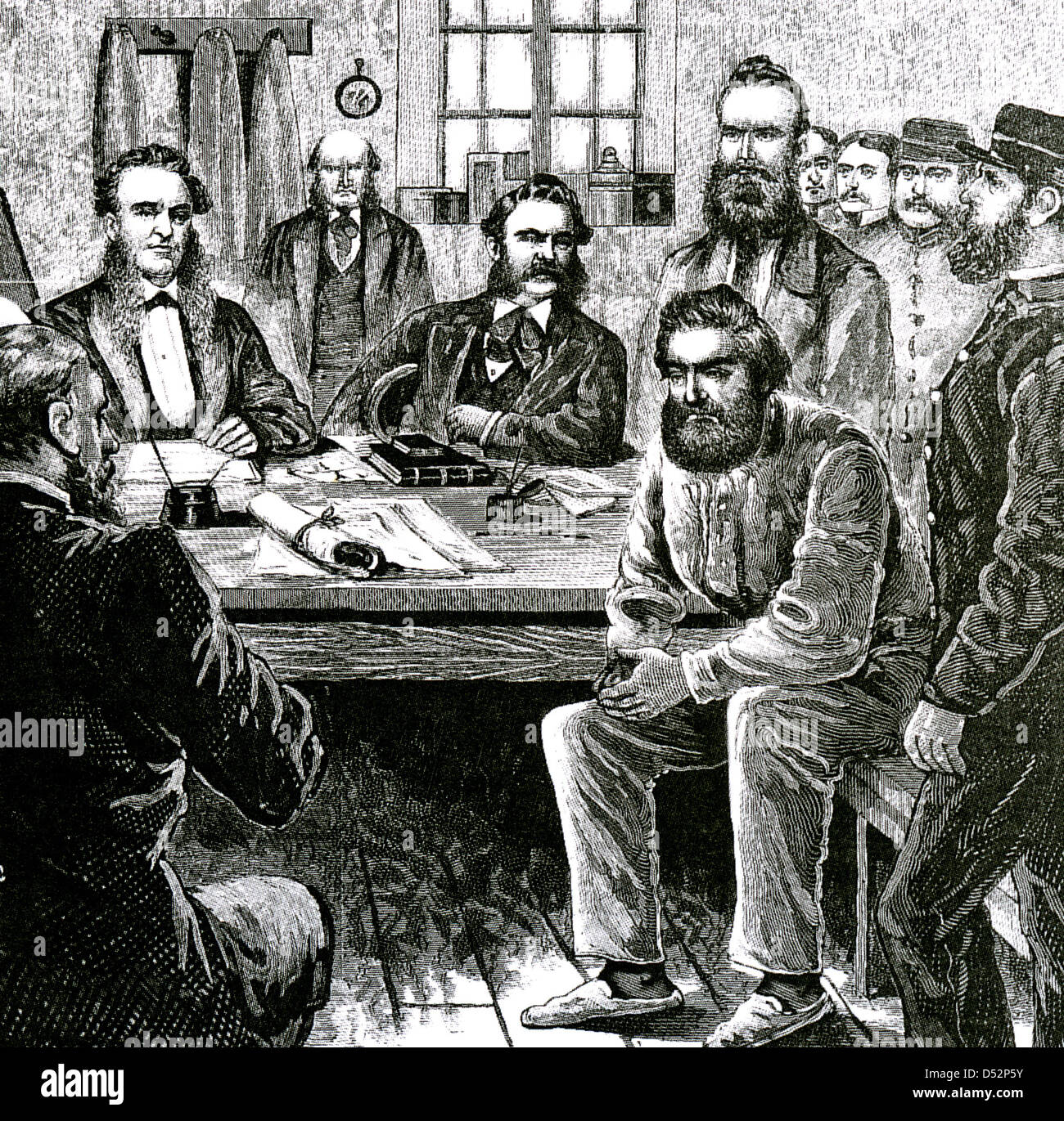 fejre hjælper afkom NED KELLY (1854/5-1880) Irish born Australian bushranger is remanded in  Melbourne Jail, June 1880 Stock Photo - Alamy