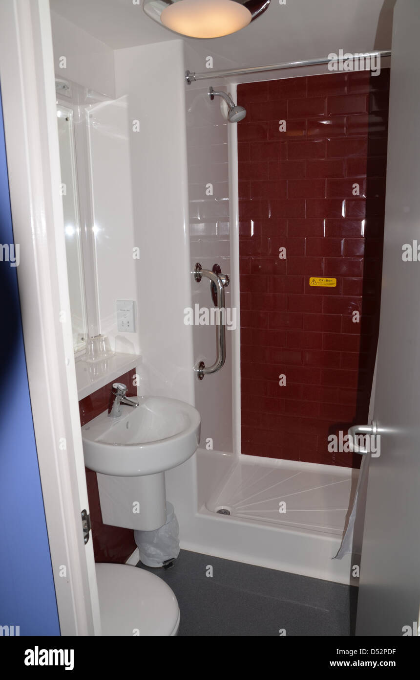 Bathroom delivered in one piece and installed as a room. number 3287 Stock Photo