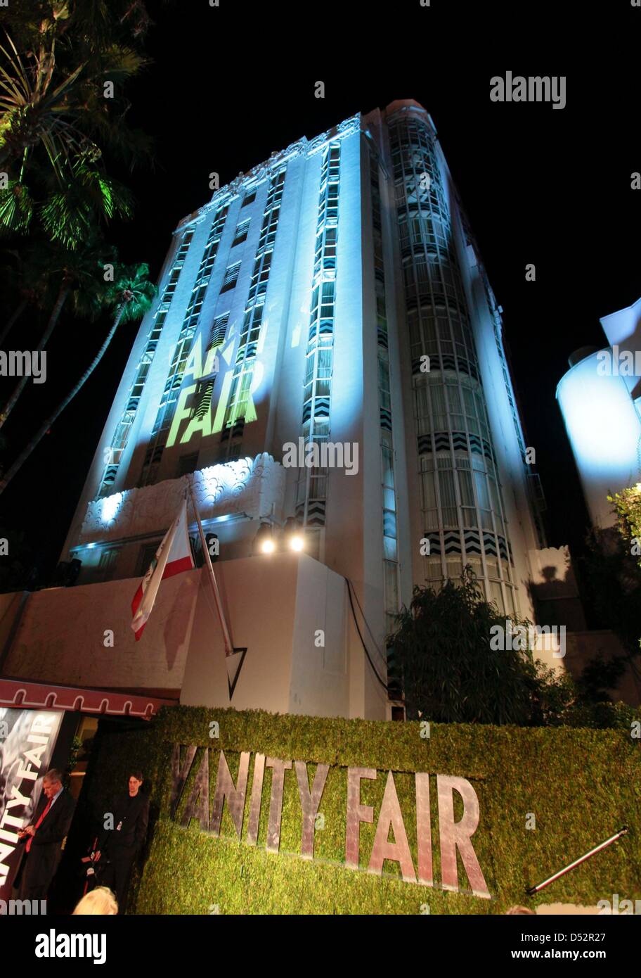 The Sunset Tower, location of the Vanity Fair Oscar Party, pictured in