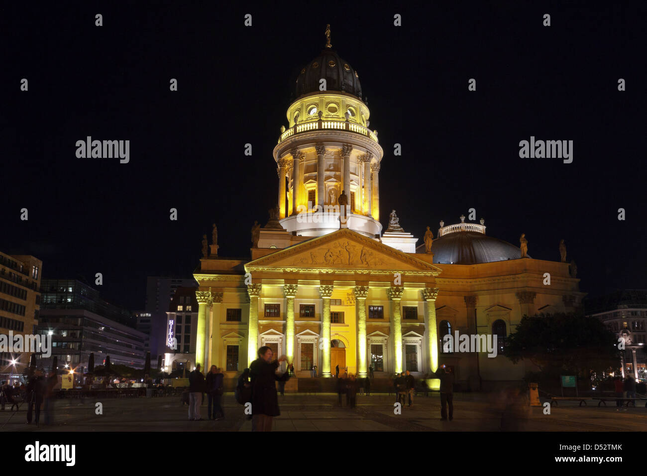 Berlin, Germany, illuminated German Cathedral on Gendarmenmarkt during the Festival of Lights 2011 Stock Photo