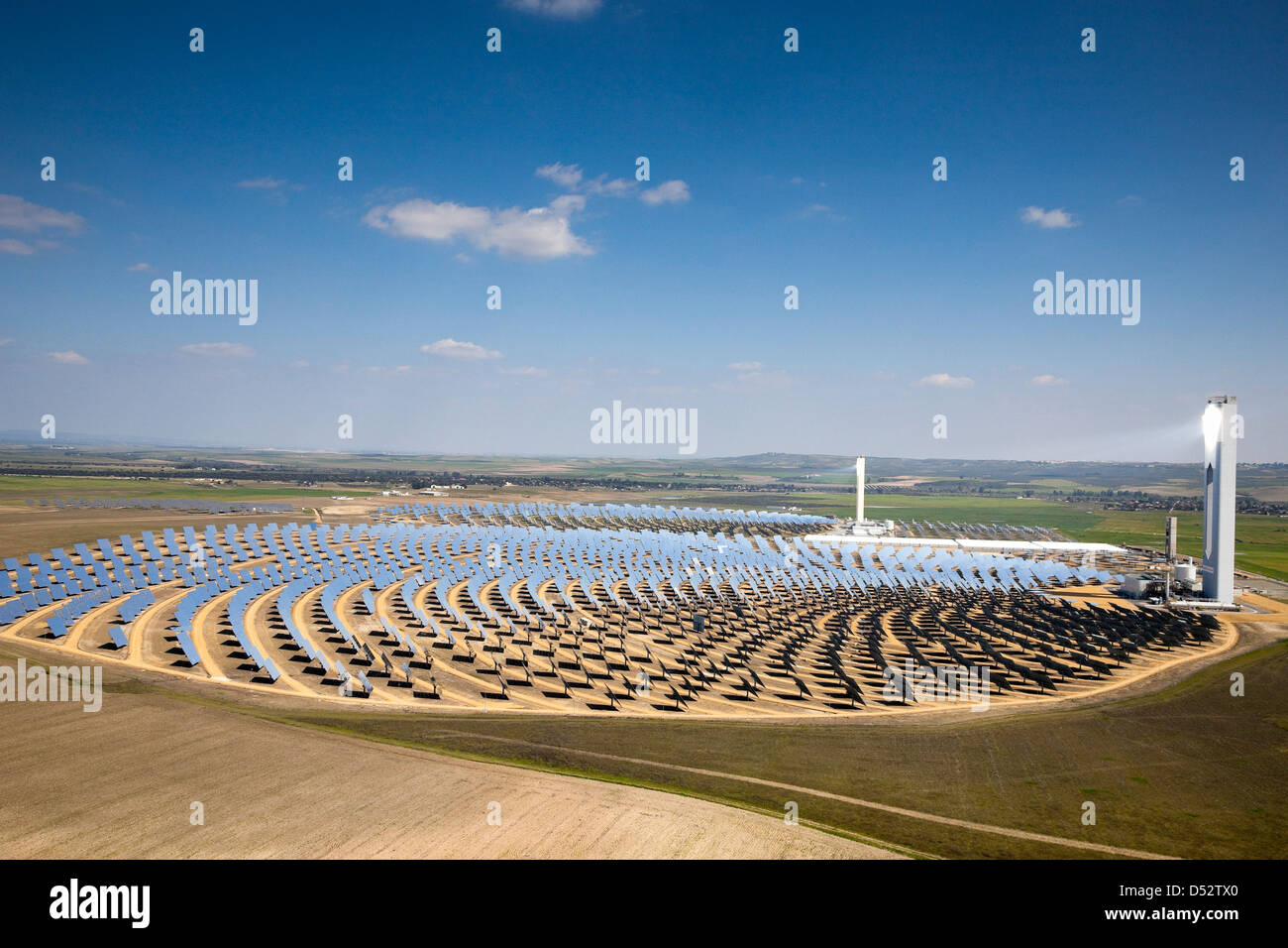 SOLAR ELECTRIC PLANT SANLUCAR LA MAYOR, SEVILLE Stock Photo