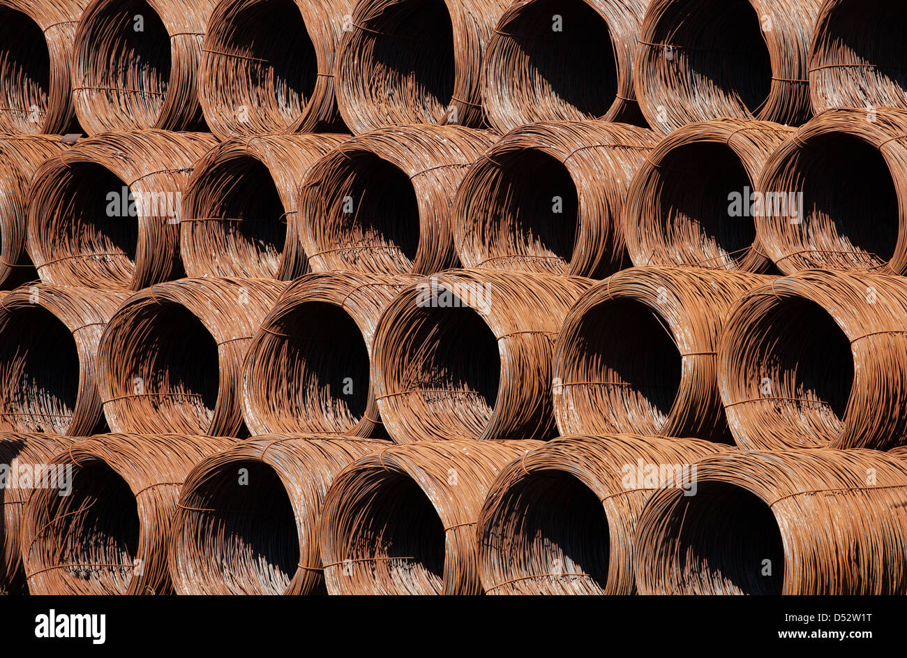 rusty wire coils pattern industrial Stock Photo