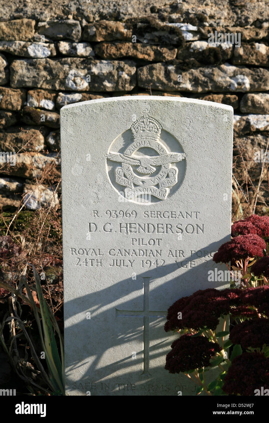 Canadian Pilot headstone war graves RAF cemetery Little Rissington