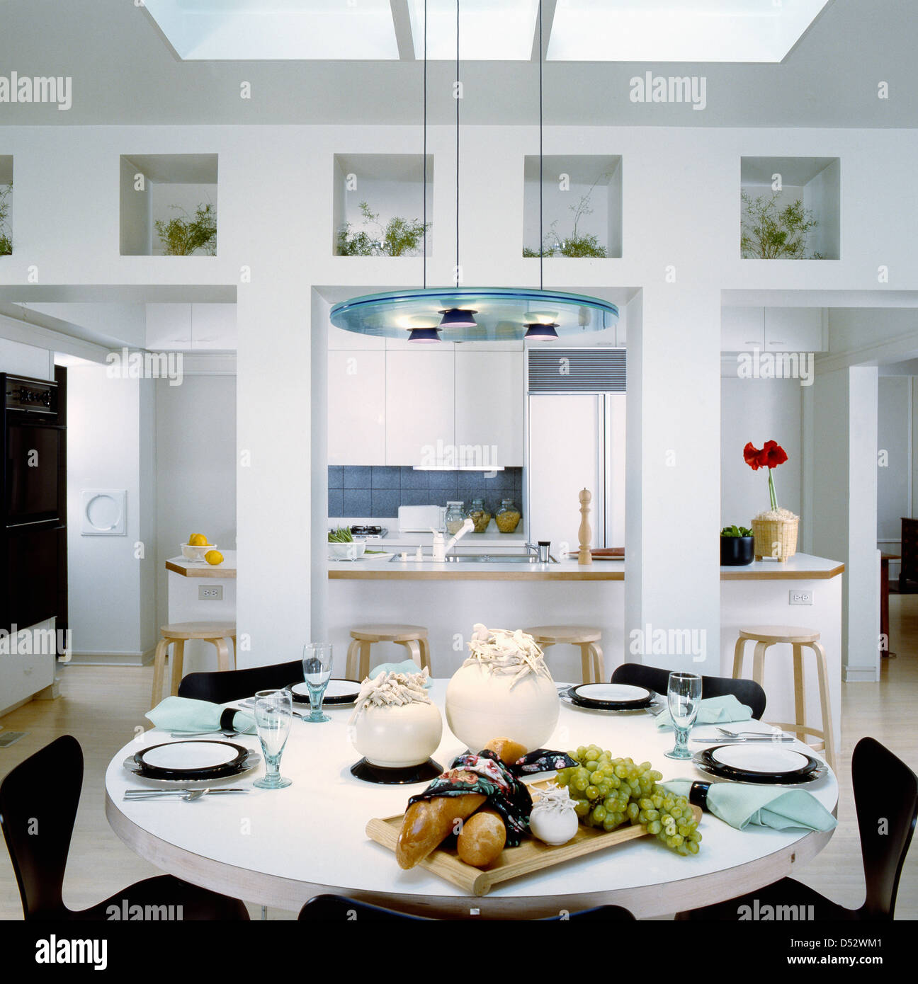 Interior of traditional kitchen with dining table Stock Photo - Alamy