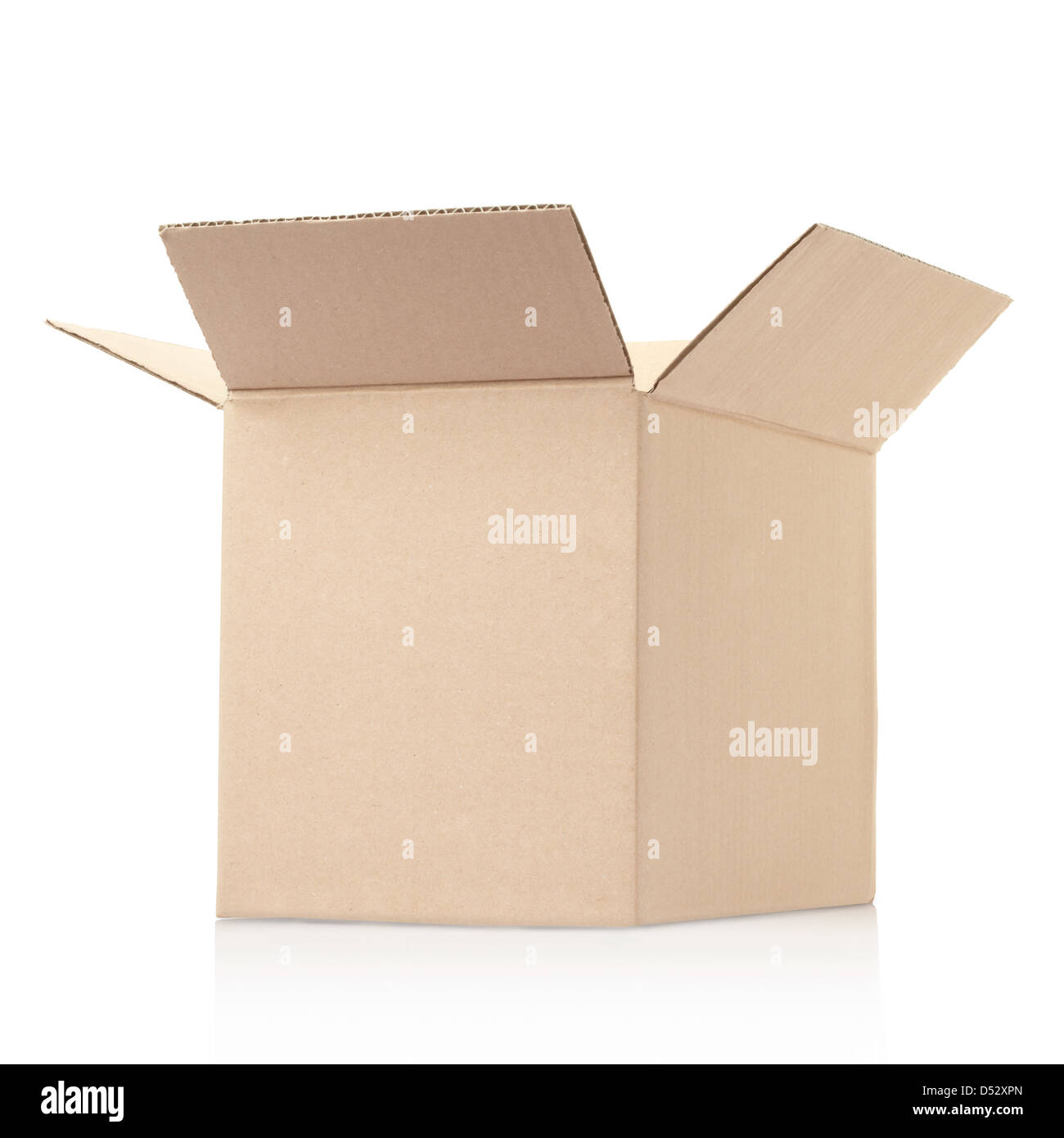 Open cardboard box isolated on white, clipping path included Stock Photo