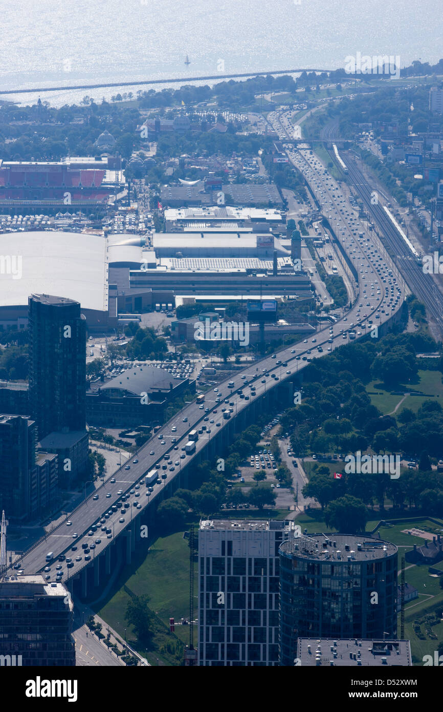 Panoramic view of the city, skyscrapers and other buildings from the CN Tower, Toronto, Canada Stock Photo