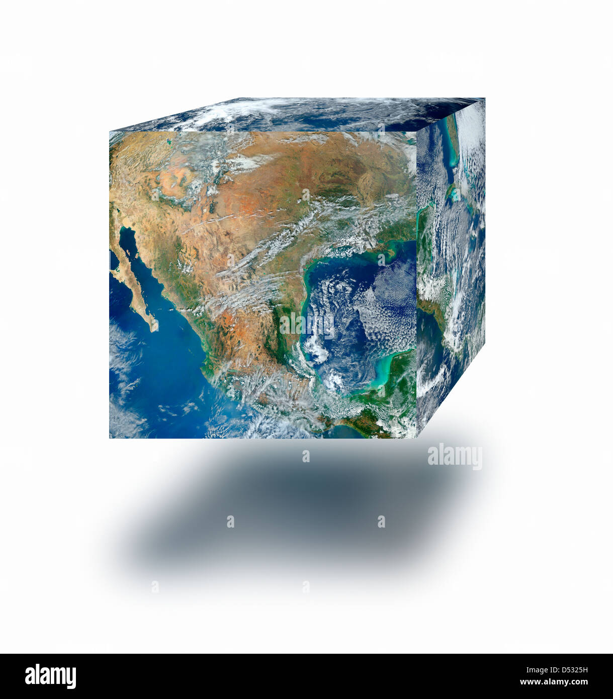 Earth cube floating Stock Photo