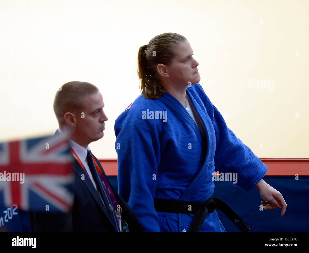 Karina Bryant (GBR, Great Britain) wlaks to the ring. Judo Stock Photo