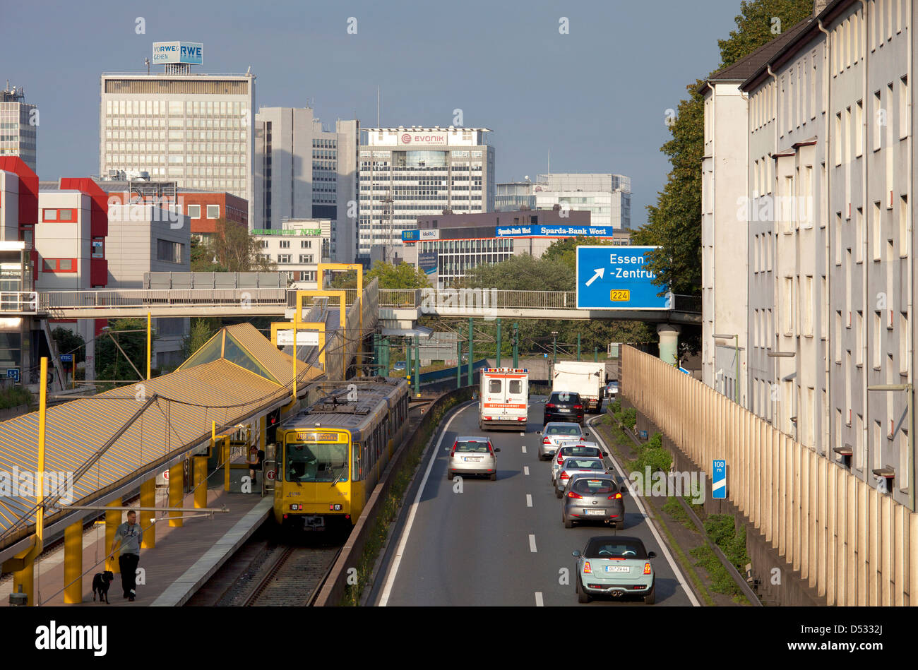 Essen, Germany, rush-hour traffic on the A40 motorway Stock Photo